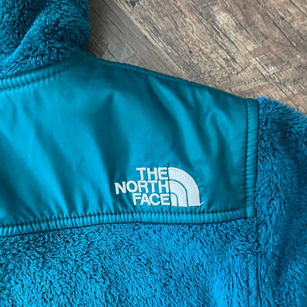 The North Face fleece full zip jacket w/hood women’s Sz S beautiful dark teal - Picture 16 of 16